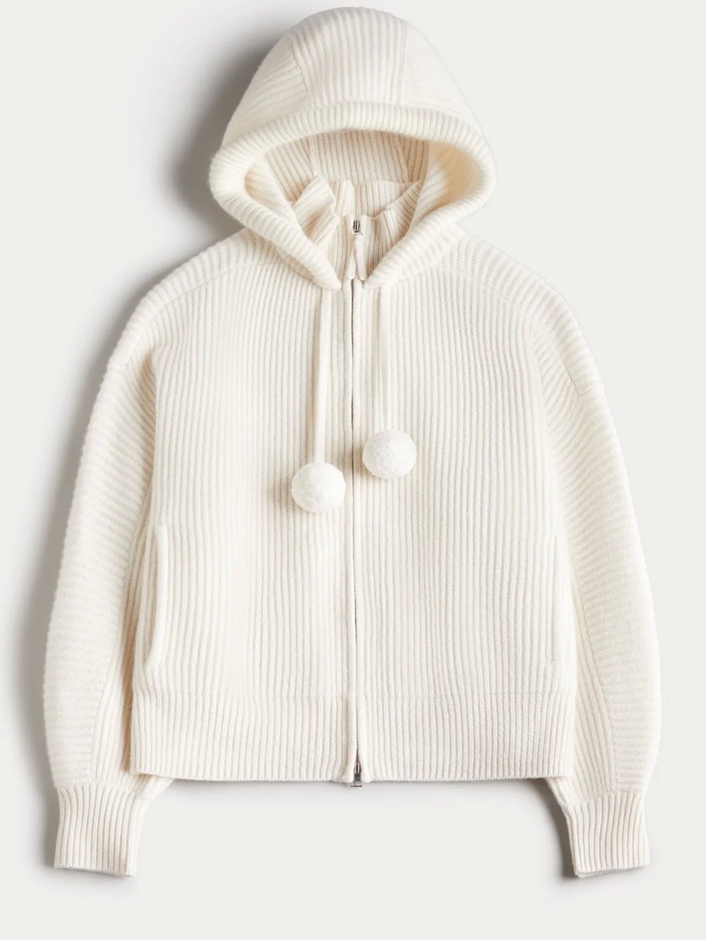 NakedCashmere Ivory Zip-Front Hooded Sweater size M NWT - Picture 4 of 16